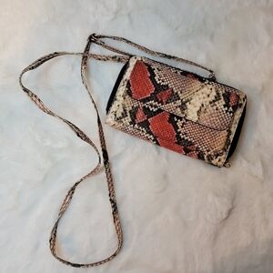 PASSAGE Snake Print Wristlet With Shoulder Strap